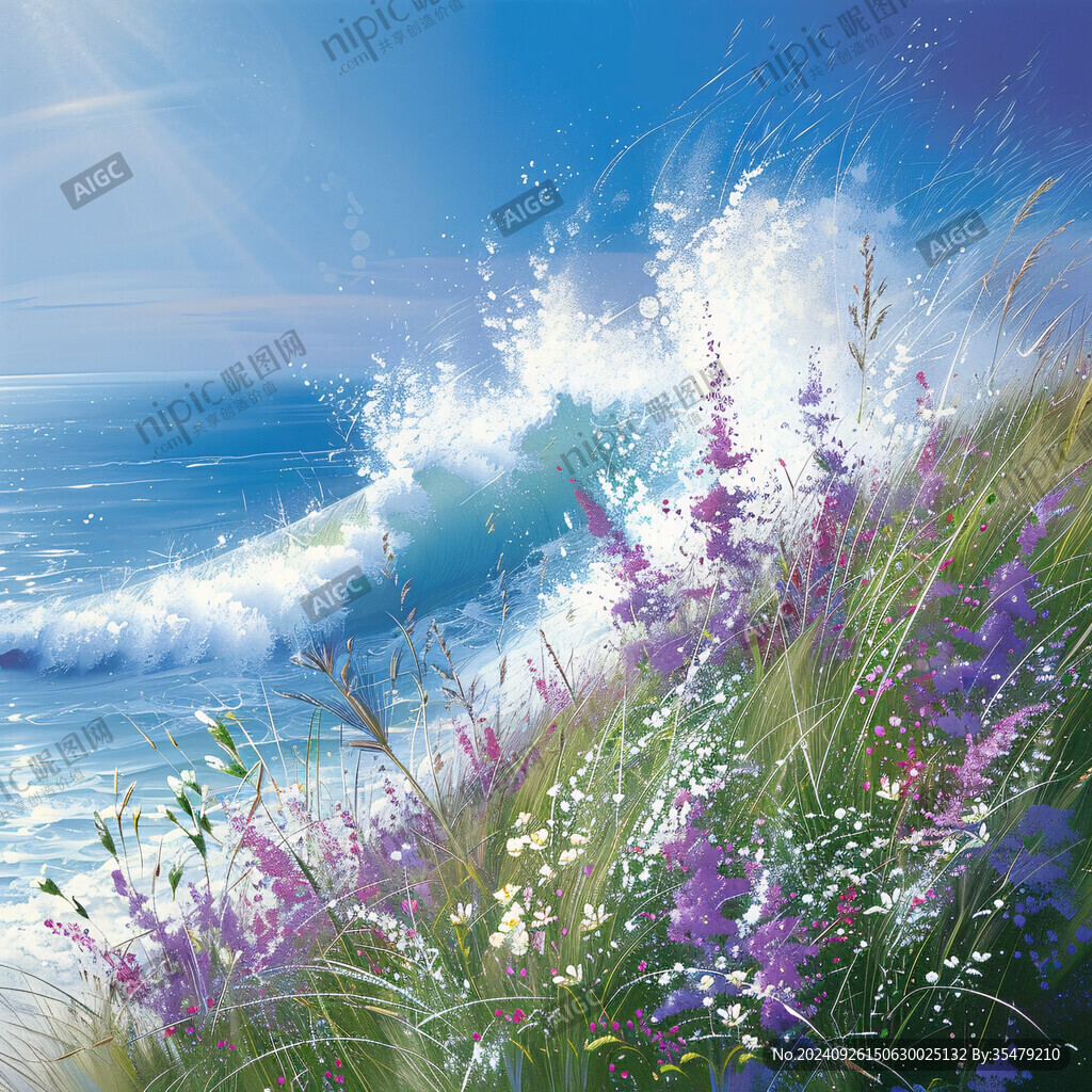 海边野花迎海浪