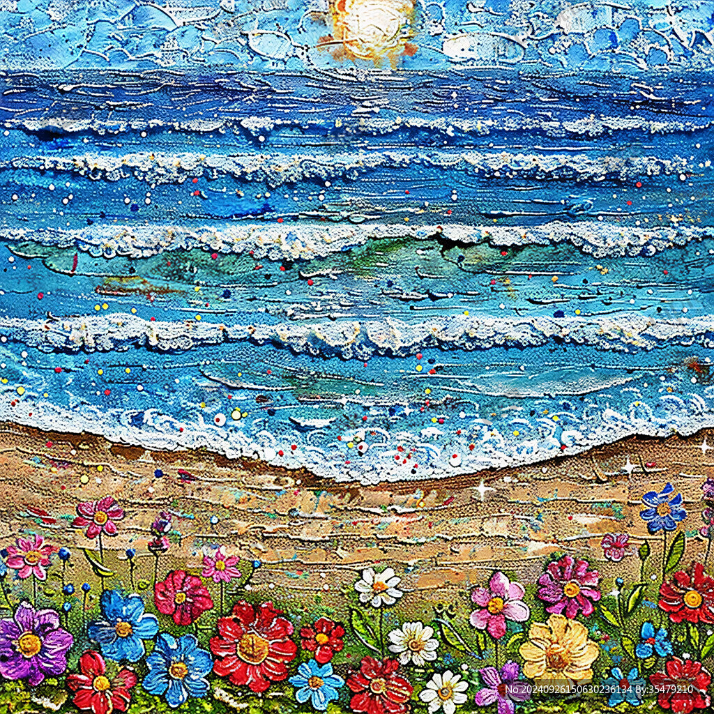 海边花田的阳光午后