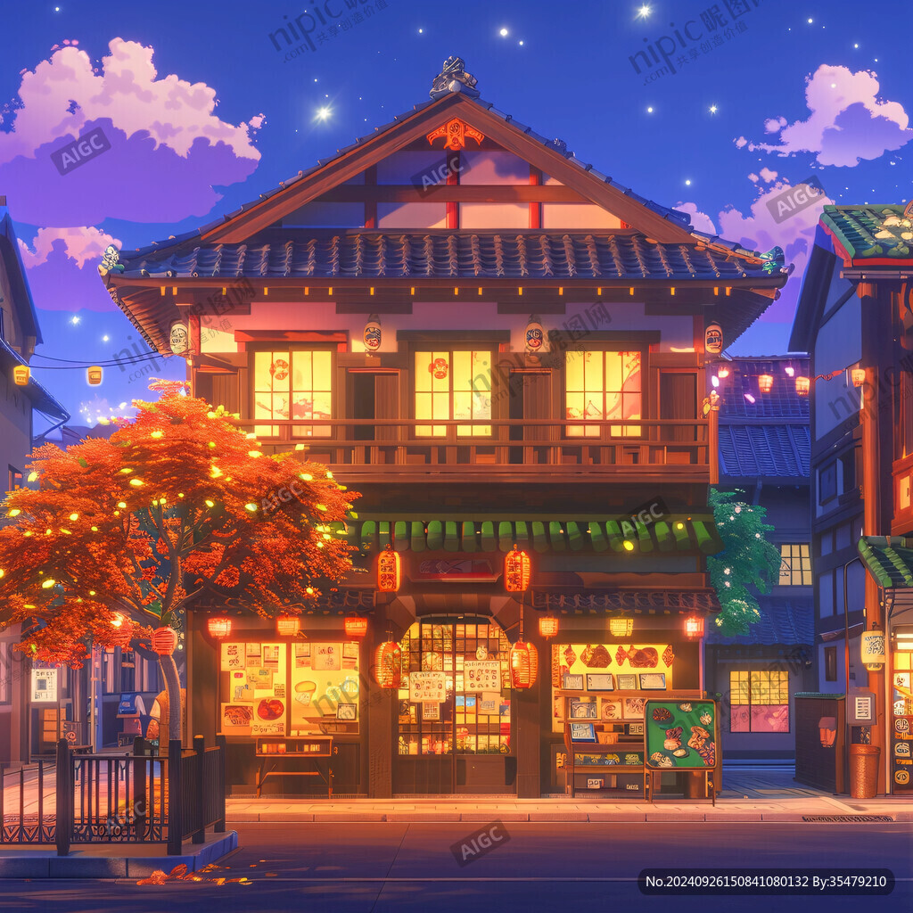 夜色下的日式街道