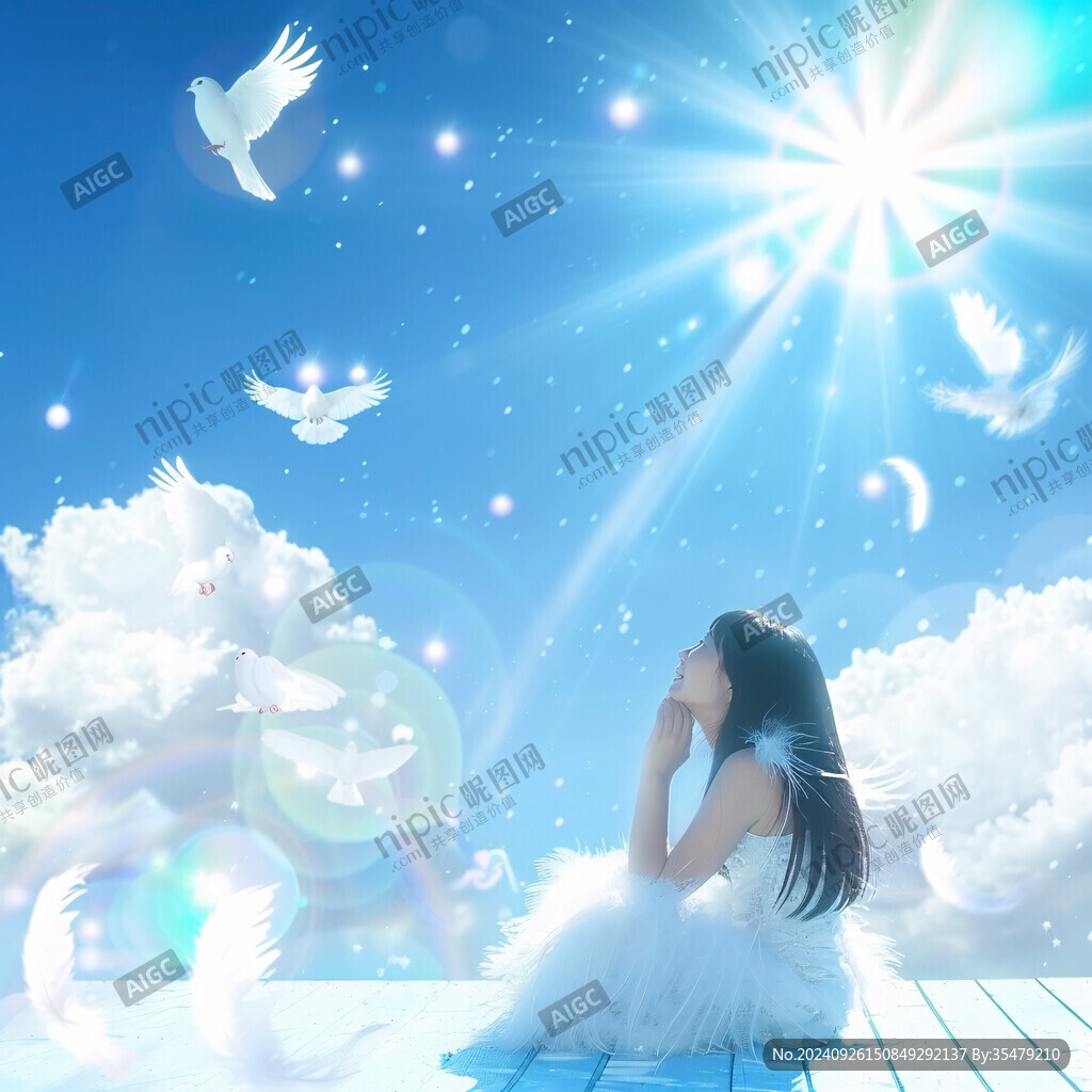 白裙女孩与天空的梦