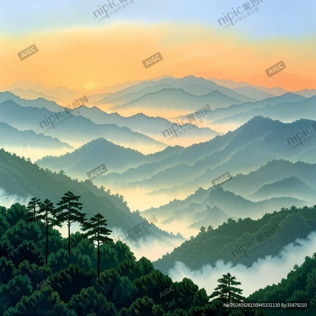 山峦叠嶂 云海翻涌