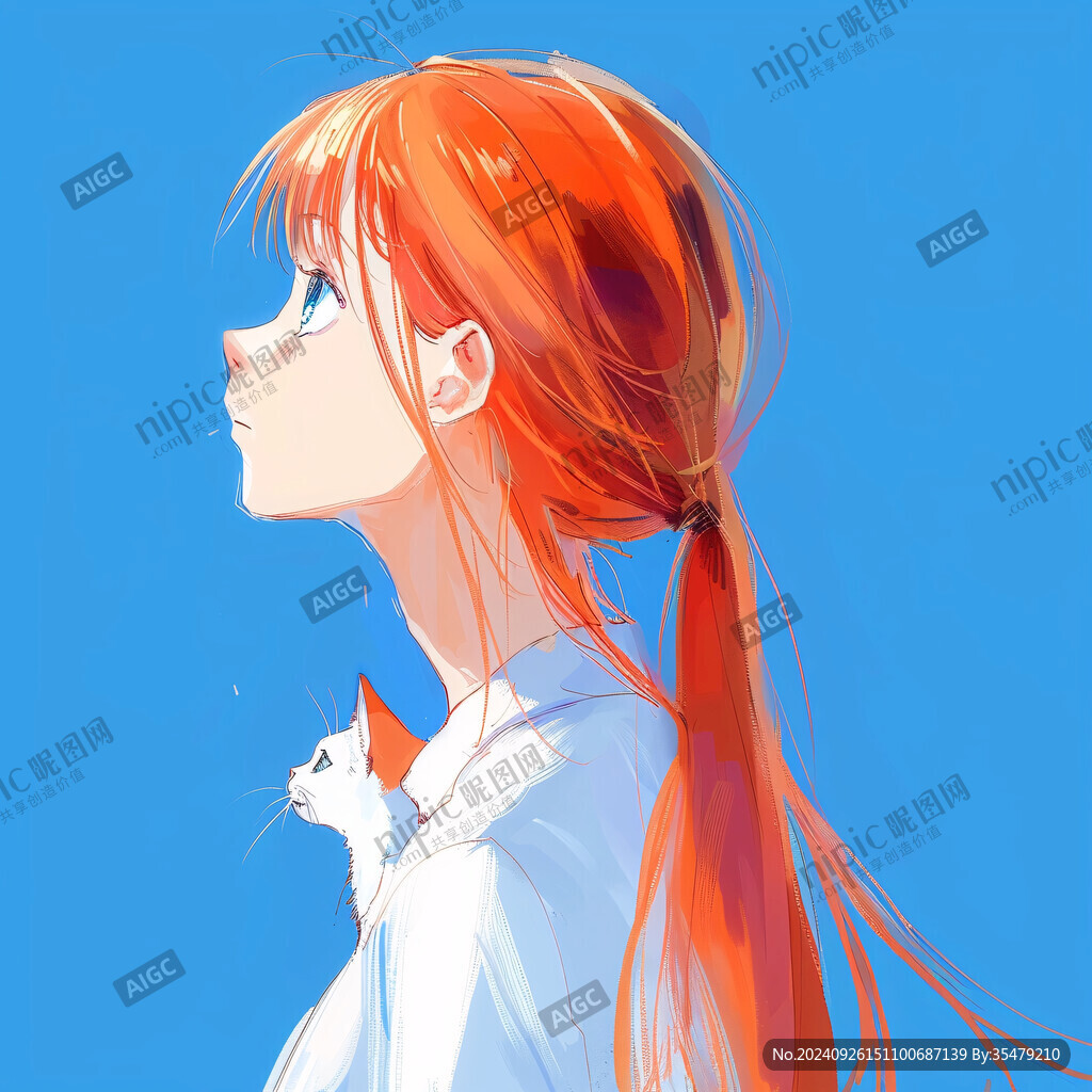 红发少女与白猫