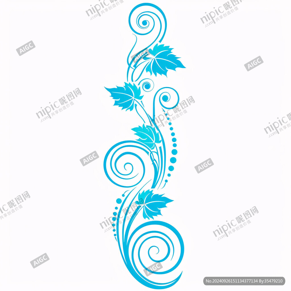 蓝色藤蔓花纹图案