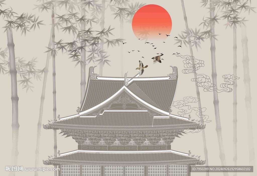 新中式背景墙  