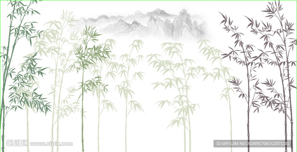 高清手绘竹子
