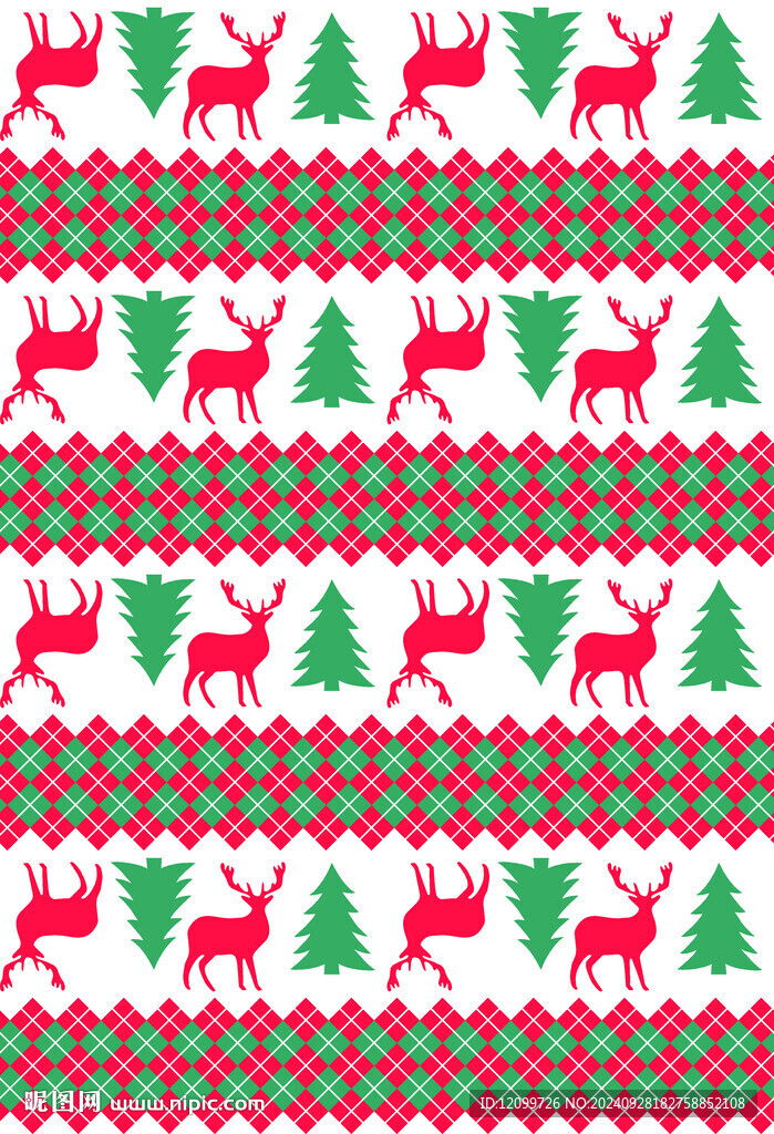 圣诞鹿花数码印花