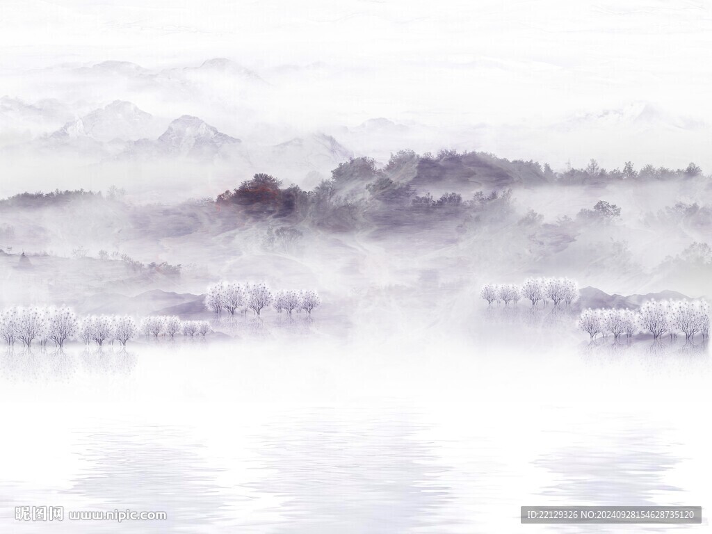 新中式山水背景墙