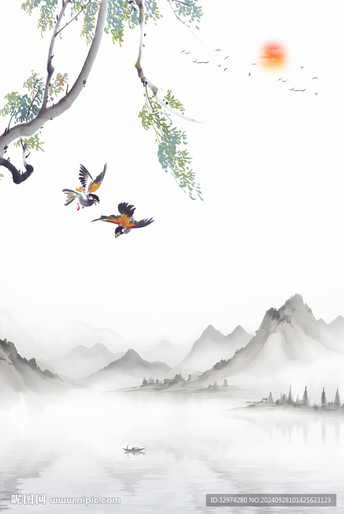 山水画海报背景