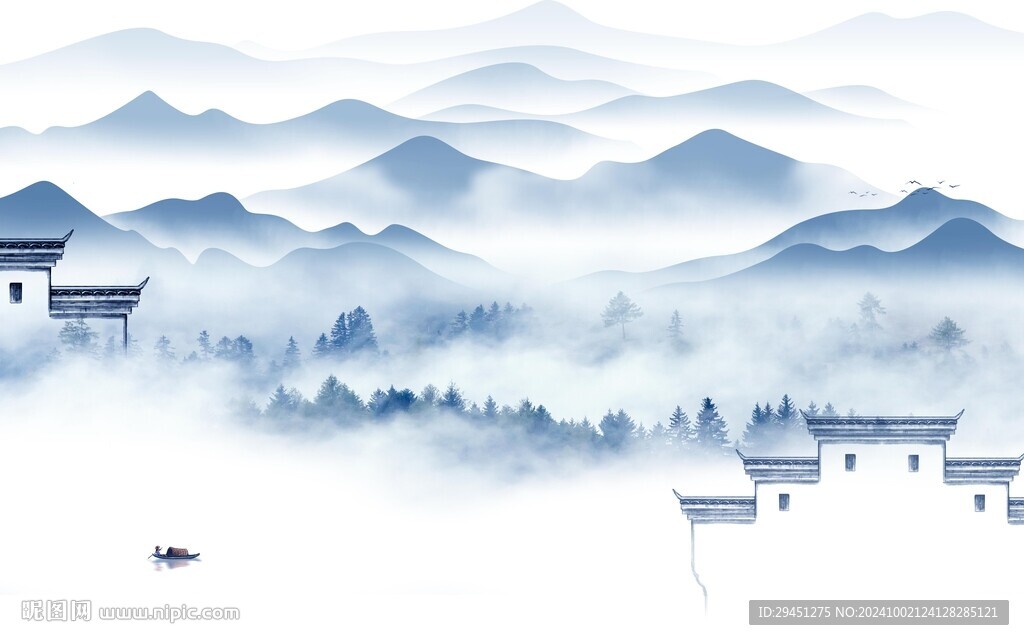 新款 高清中式山水 TIF分层