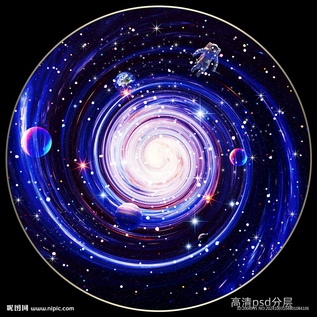 圆形星空星球装饰画