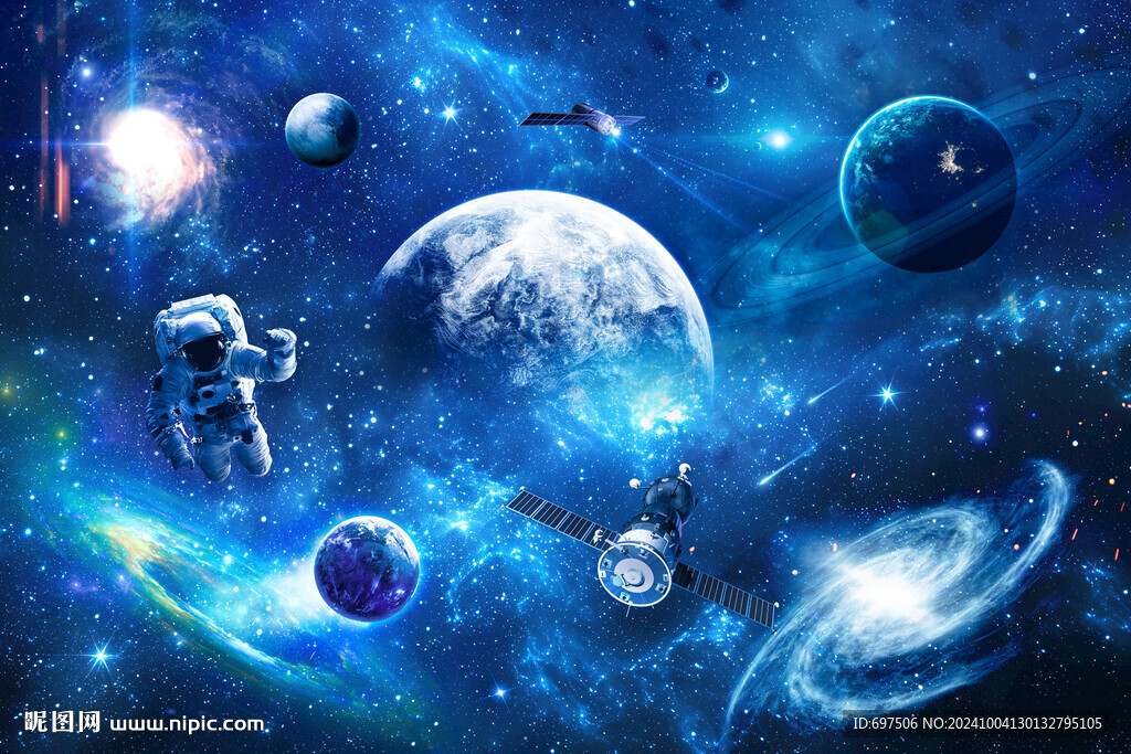 太空星球宇航员银河黑洞宇宙背景