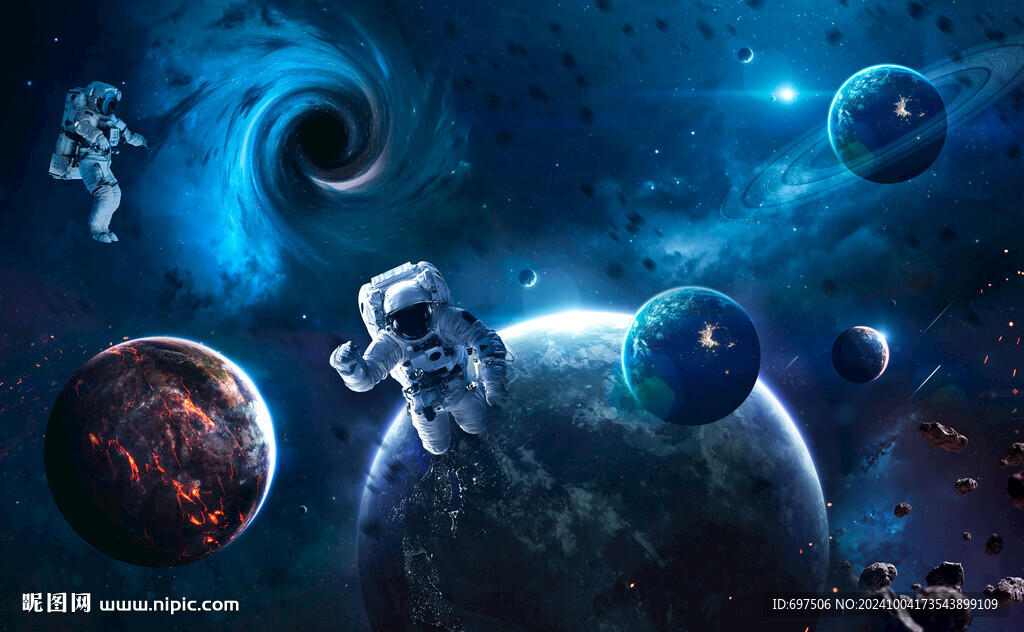 太空星球宇航员银河宇宙黑洞背景