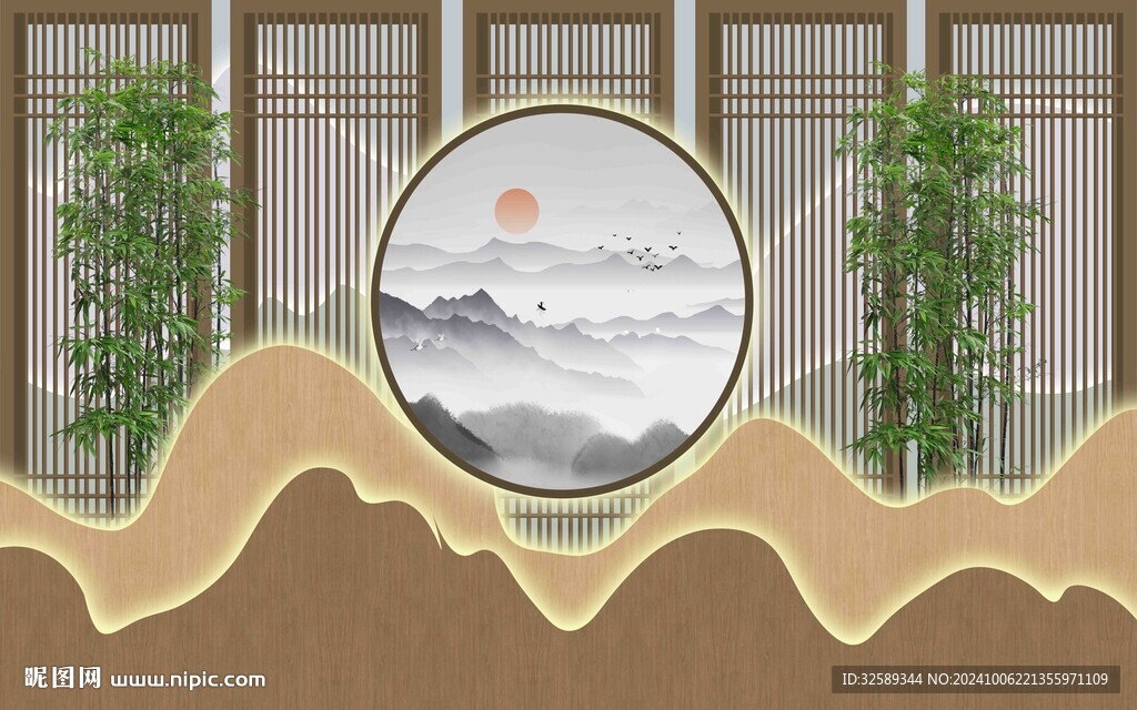 新中式背景墙 