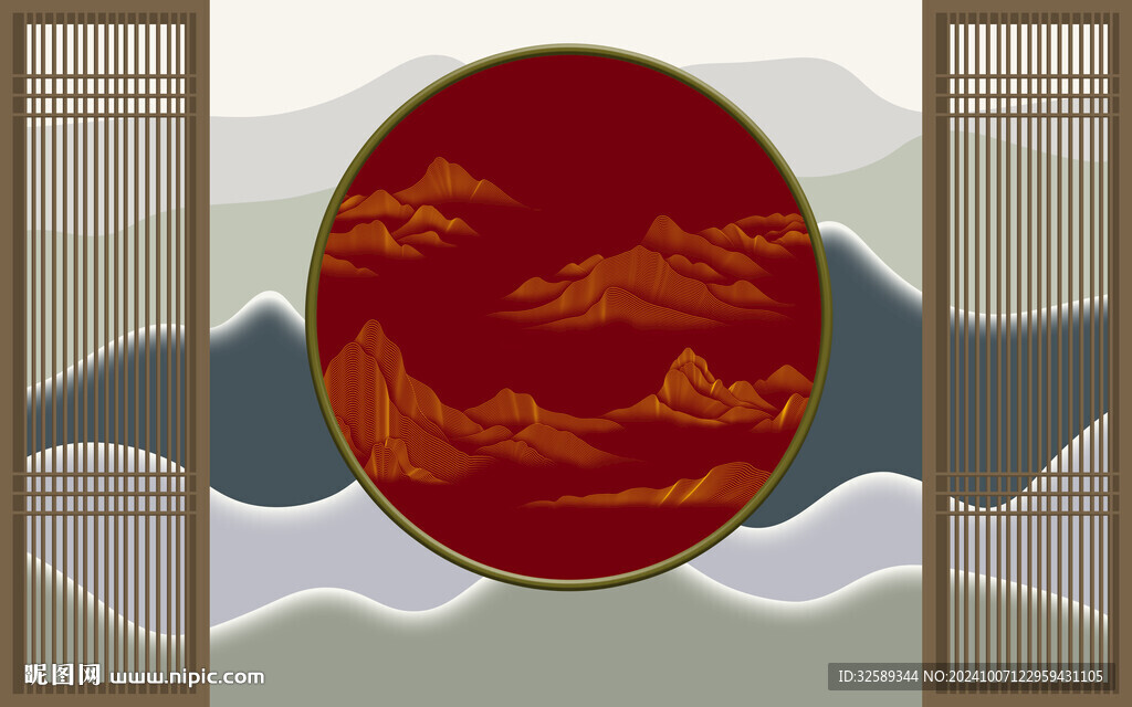 新中式背景墙 