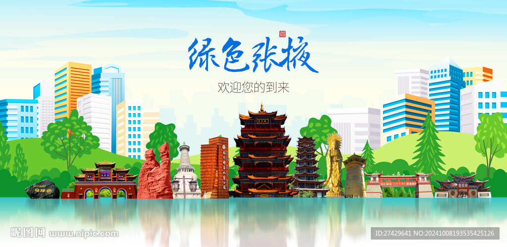 张掖城市旅游展板
