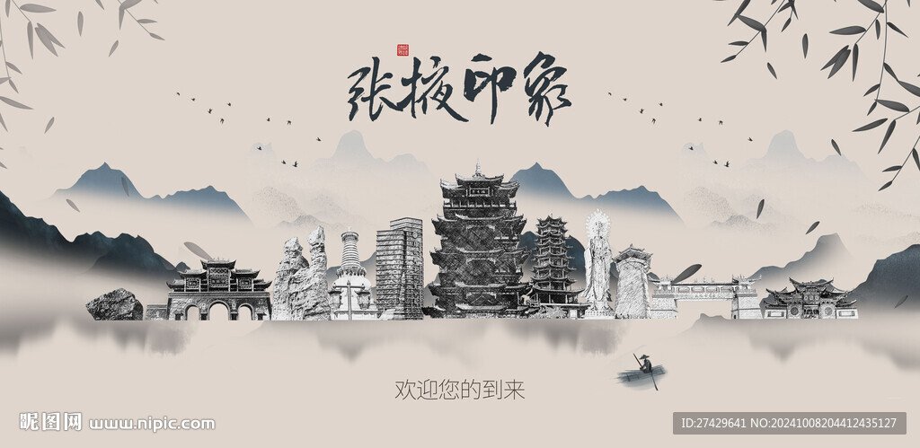 张掖城市旅游展板
