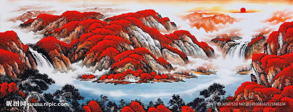 聚宝盆山水画