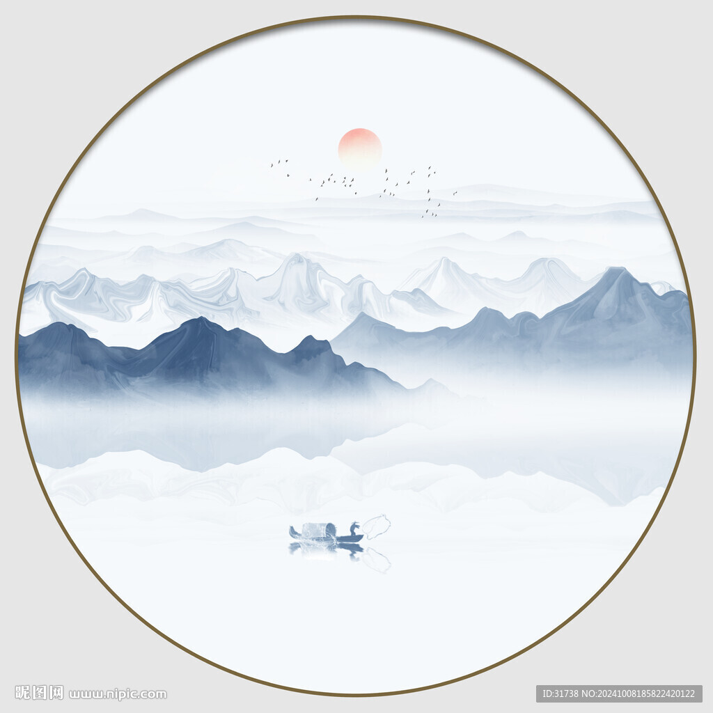 圆形山水画