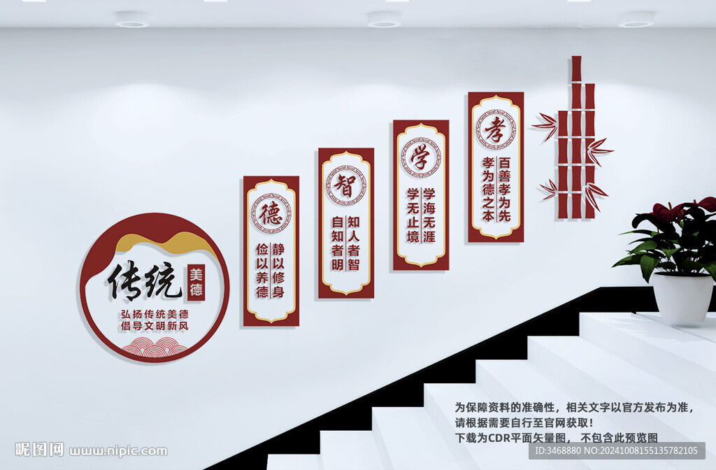 国学经典楼梯文化墙