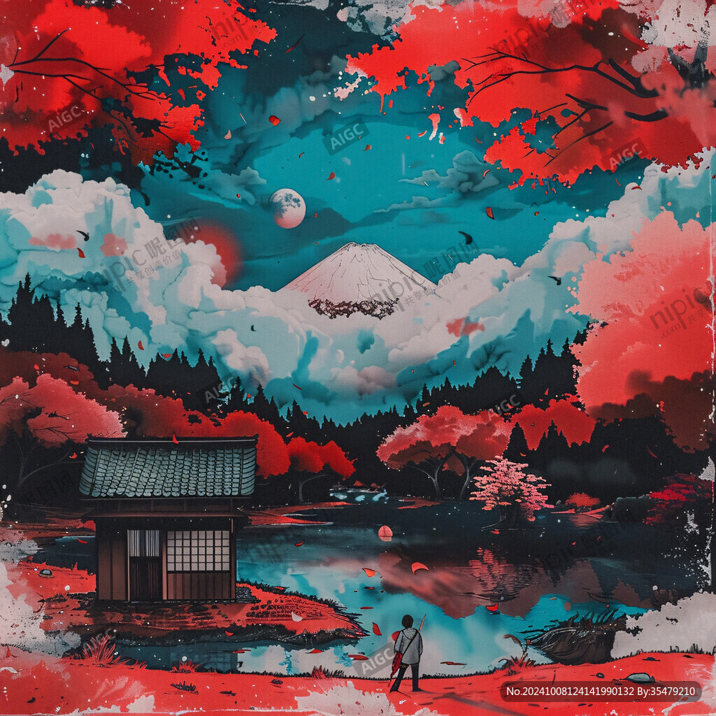 红蓝调插画