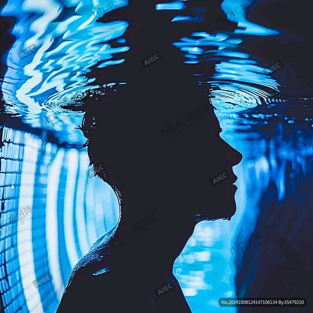 水中人物倒影