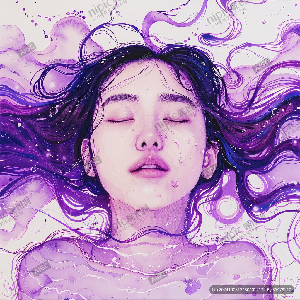 洗头女插画