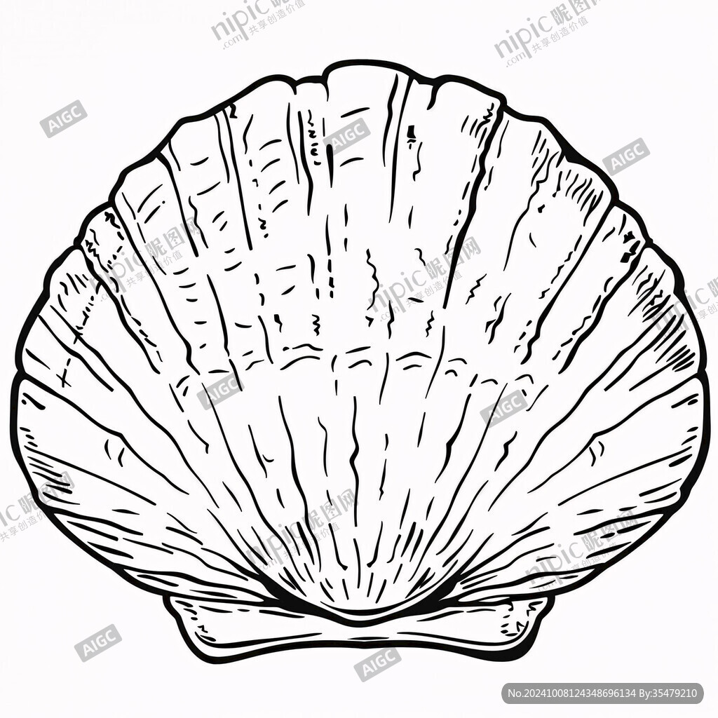 扇贝插画线稿