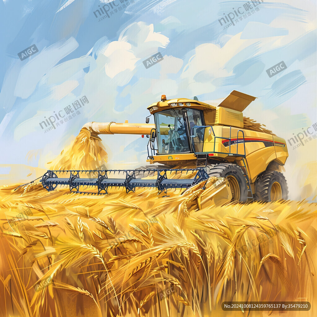 收割小麦插画
