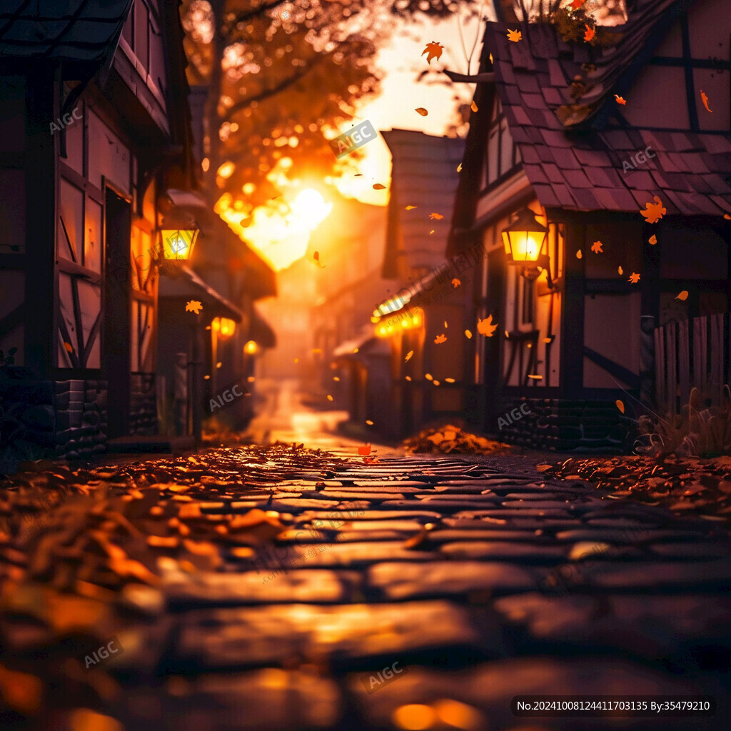 复古巷子秋景
