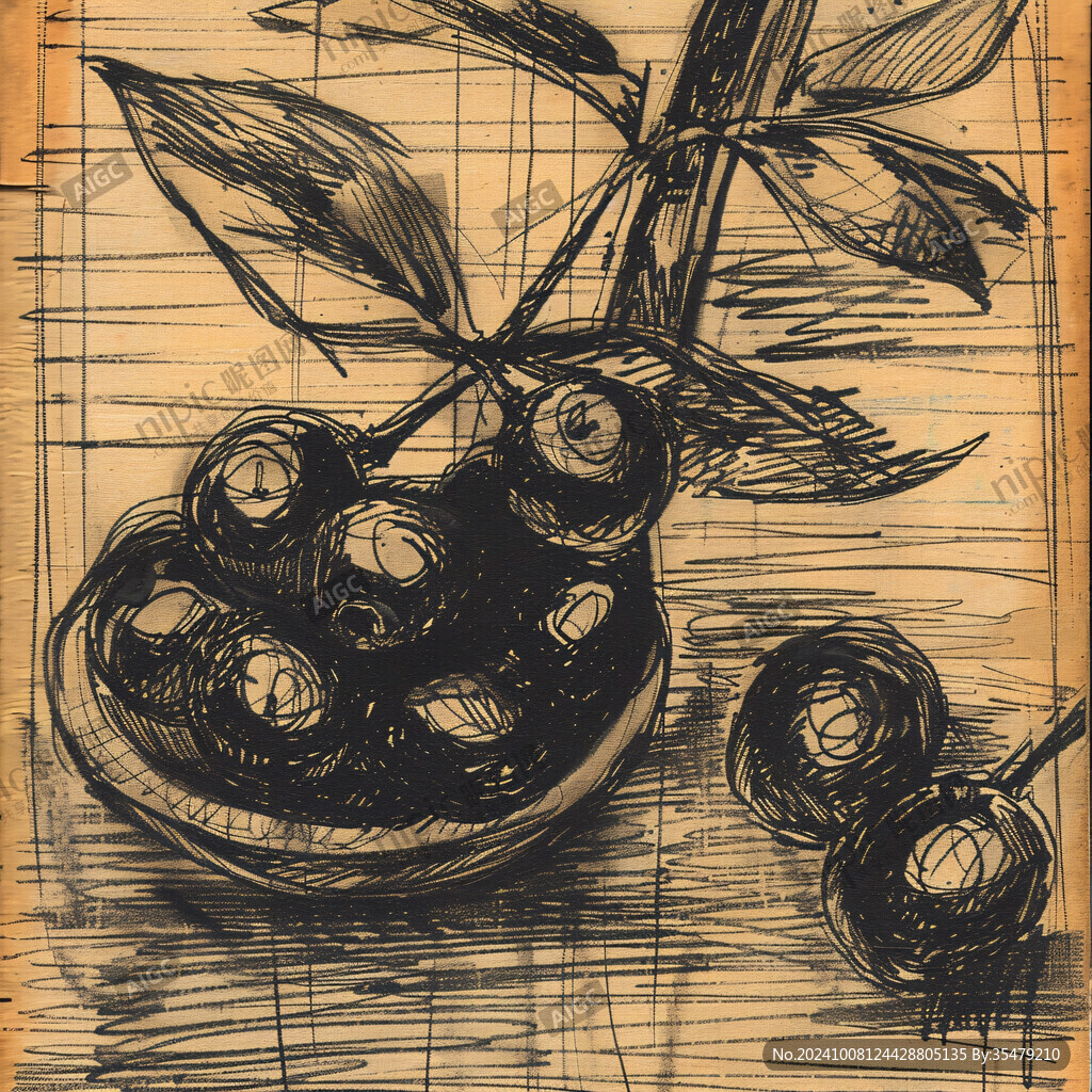 铜版画蓝莓
