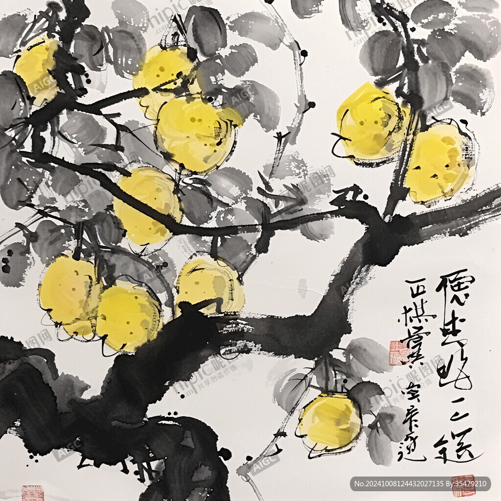 国画金果飘香