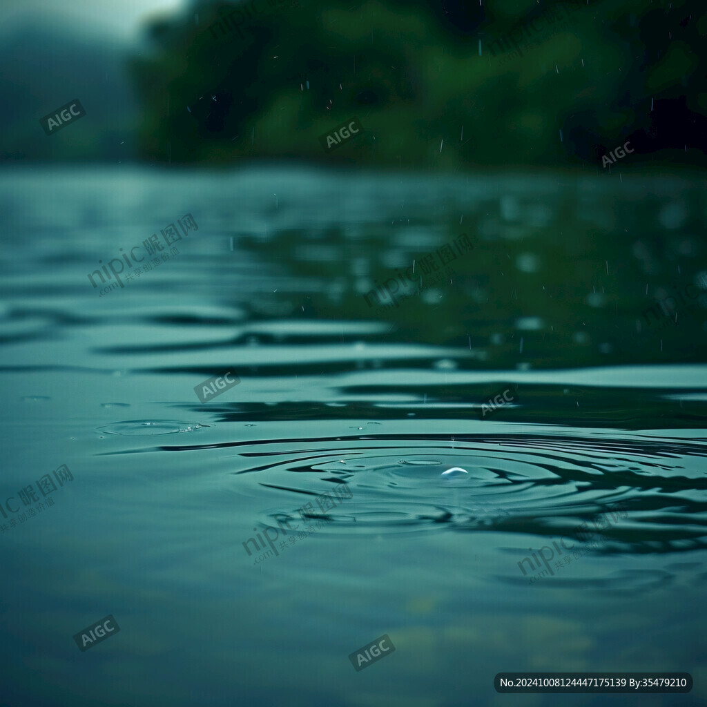 水面涟漪，静谧雨声