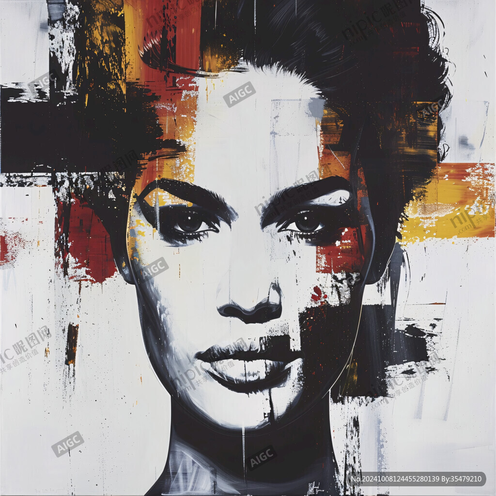 人脸色块拼接装饰画