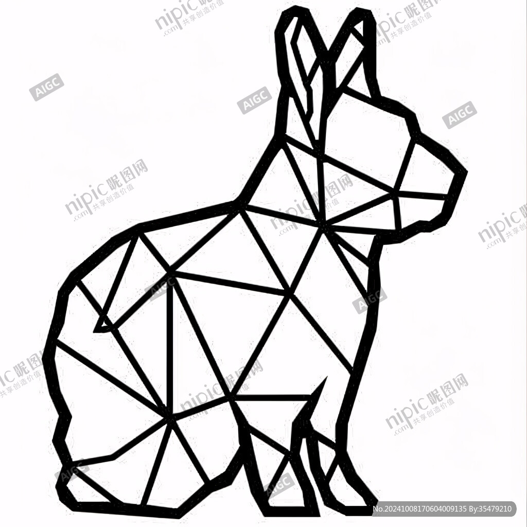 几何线条兔子