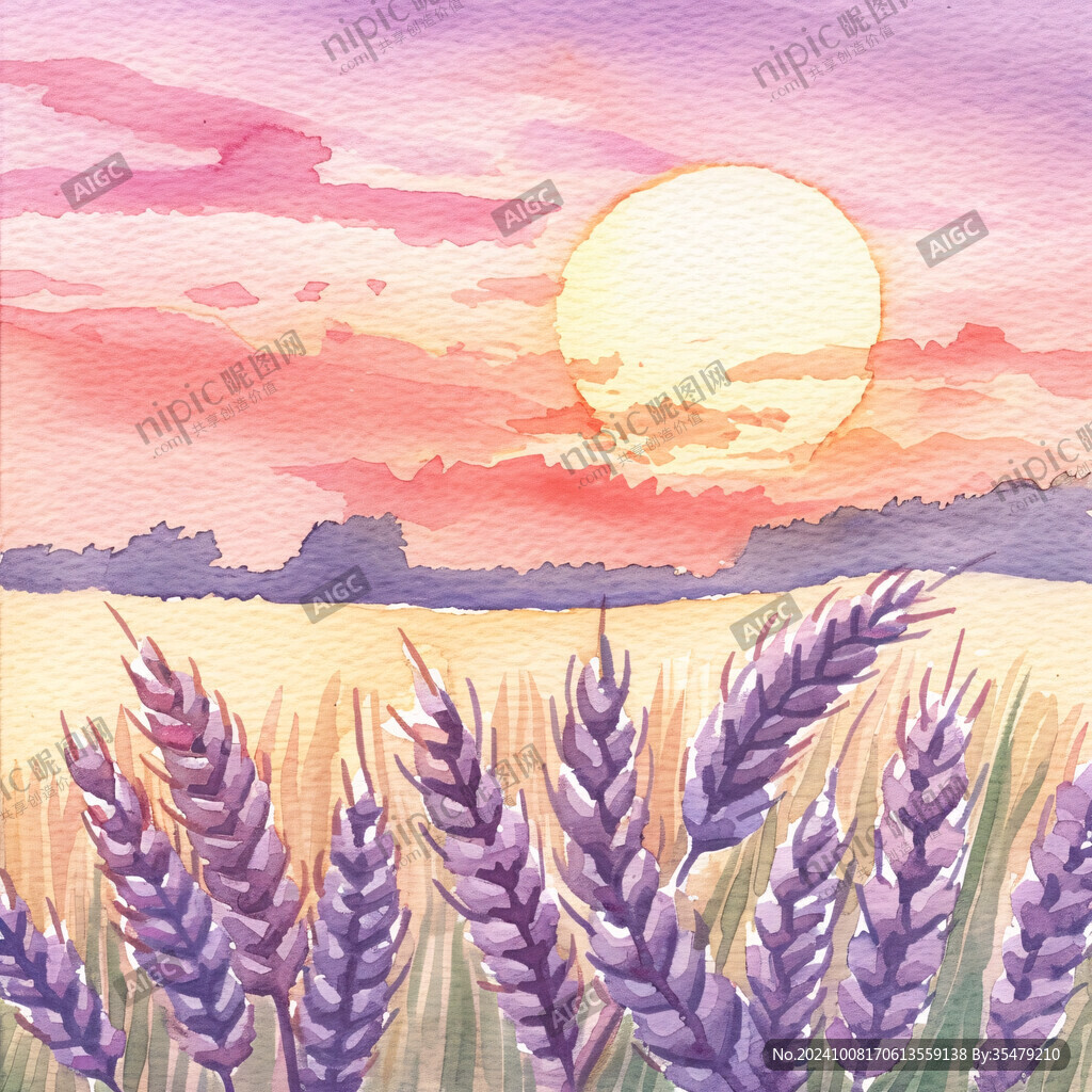 小麦田插画