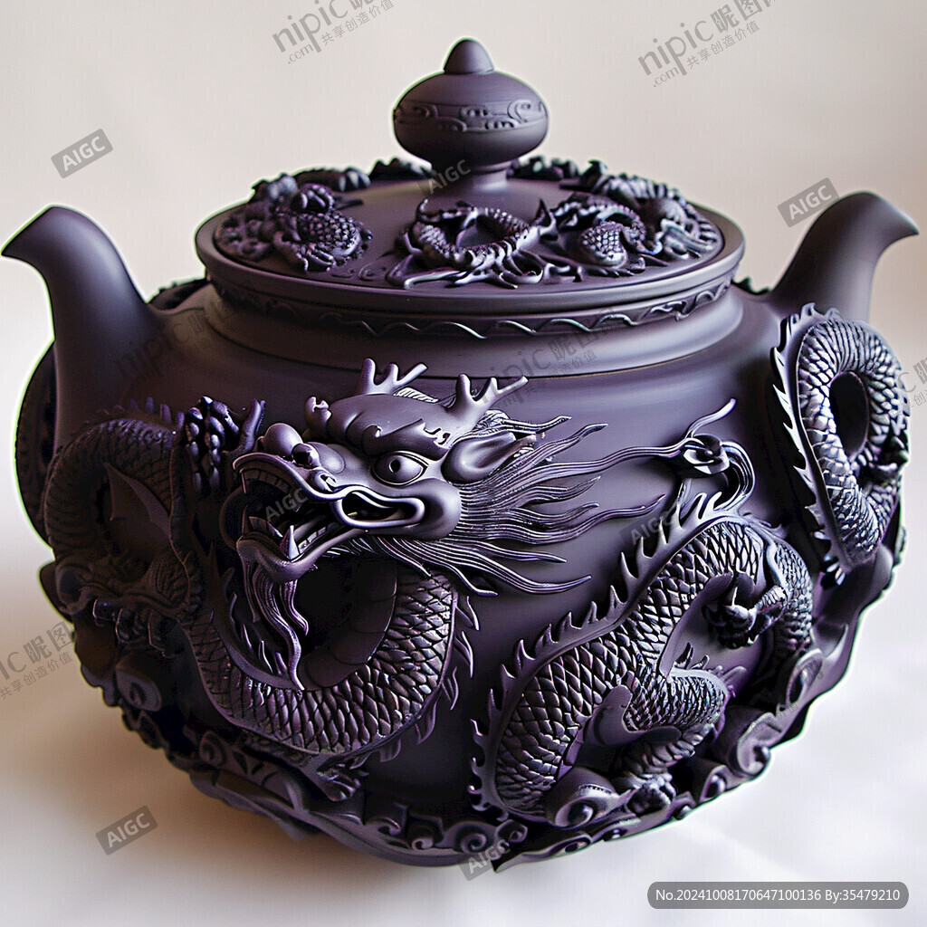 龙凤雕茶壶