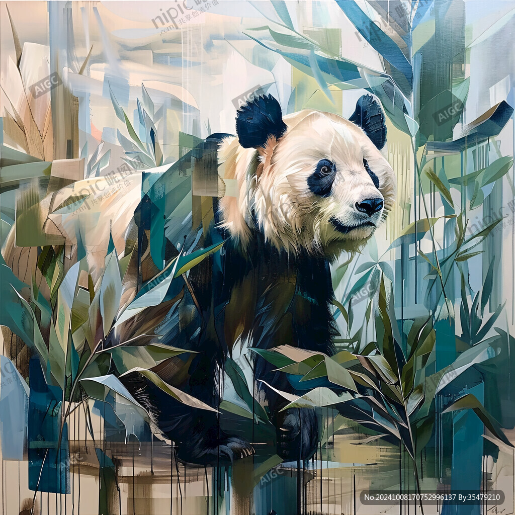 油画熊猫