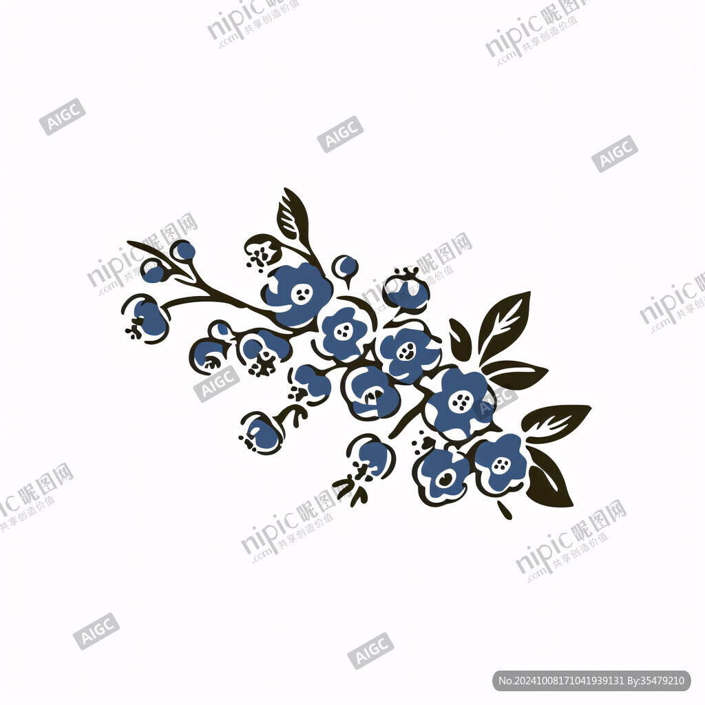 蓝莓枝插画