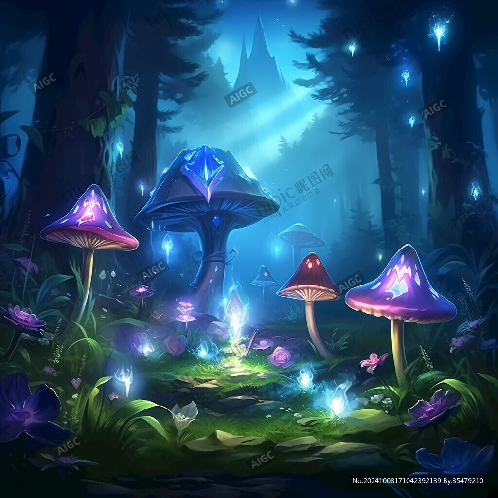 梦幻蘑菇背景
