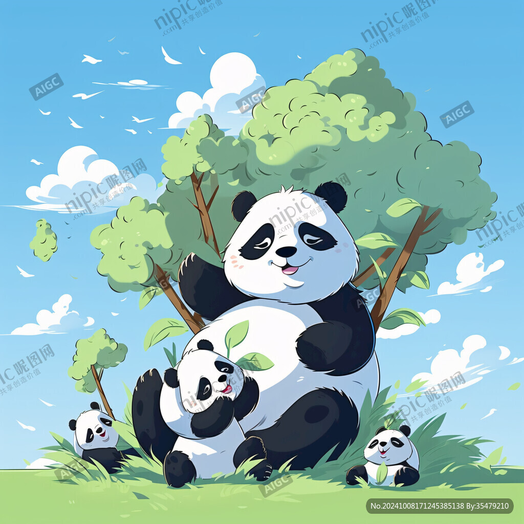动物保护熊猫插画