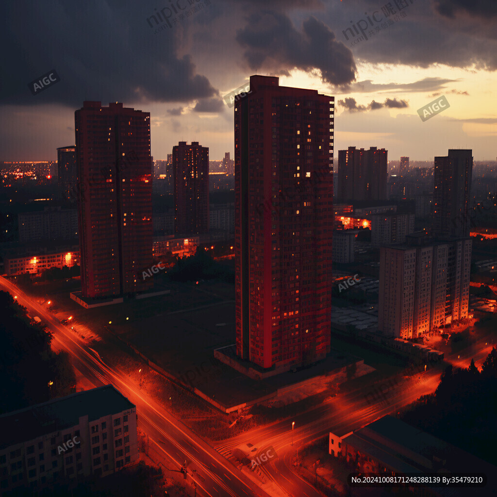 住宅晚霞