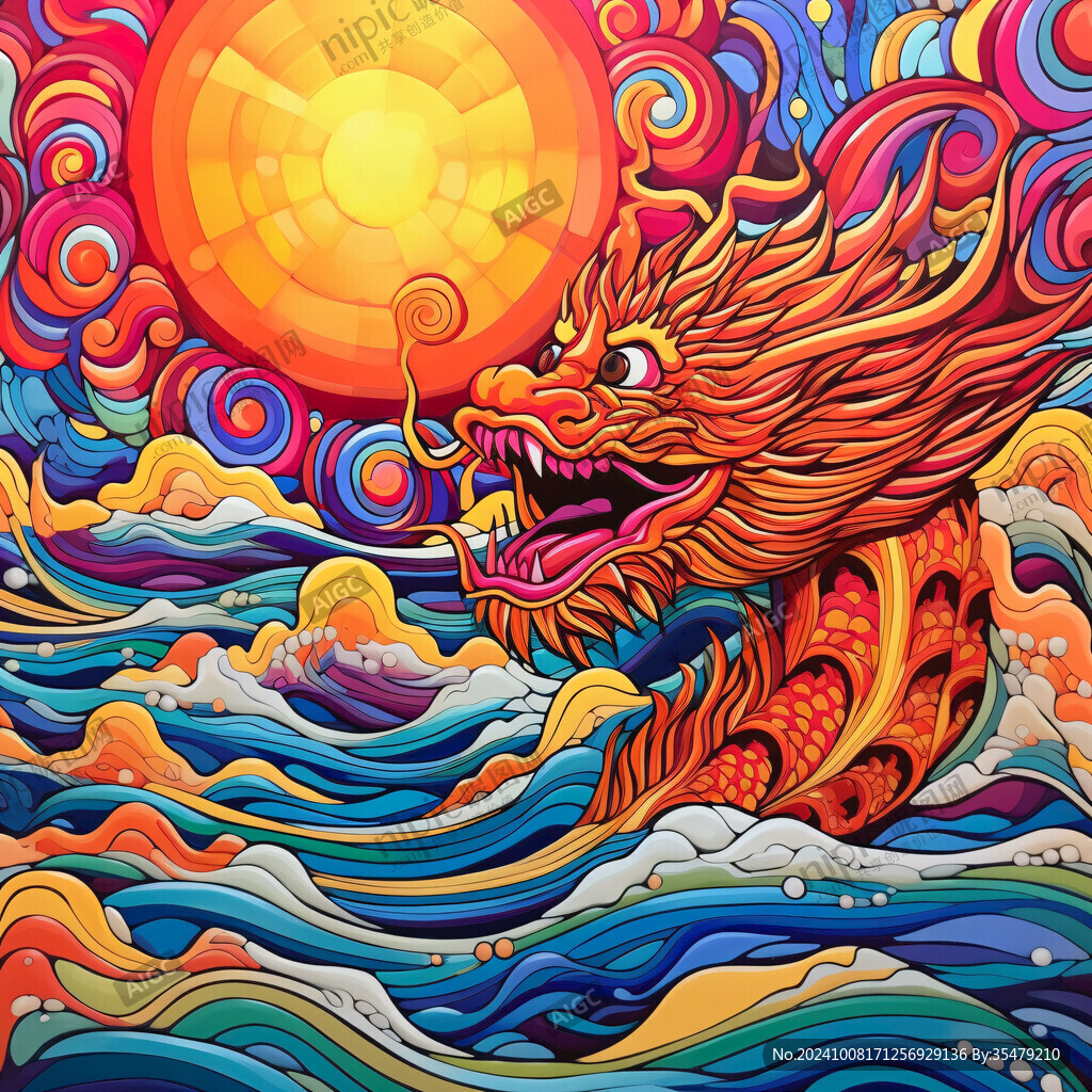 国潮龙插画文创插画