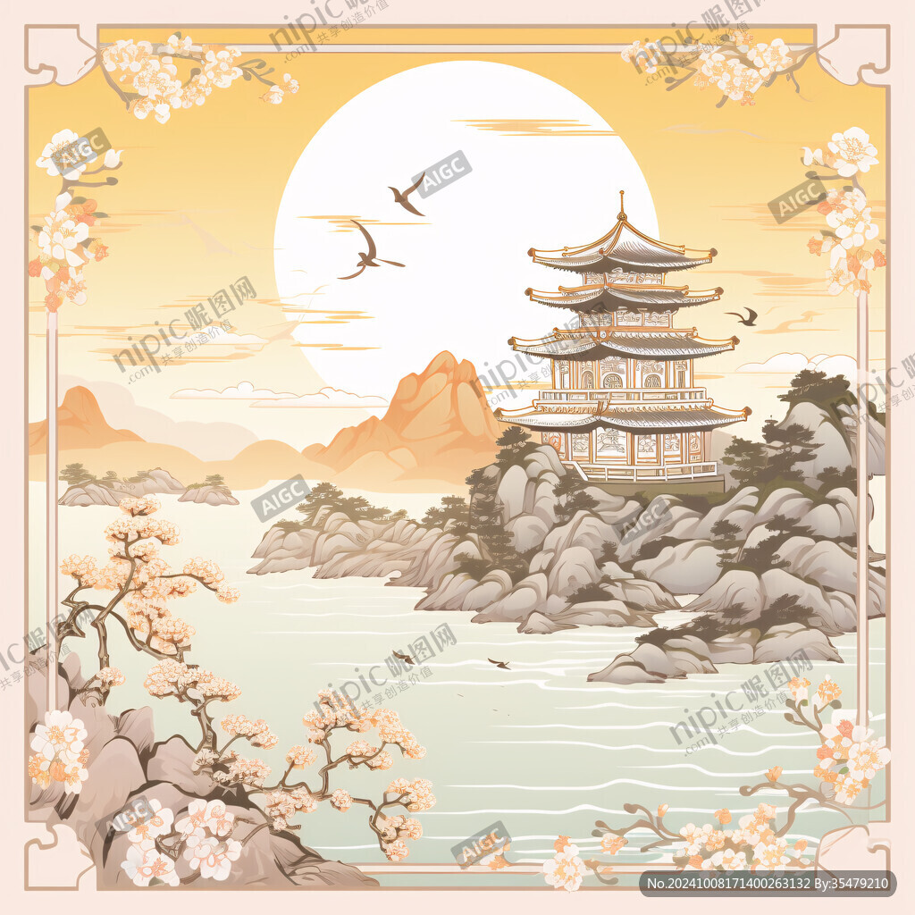 国潮山水楼阁