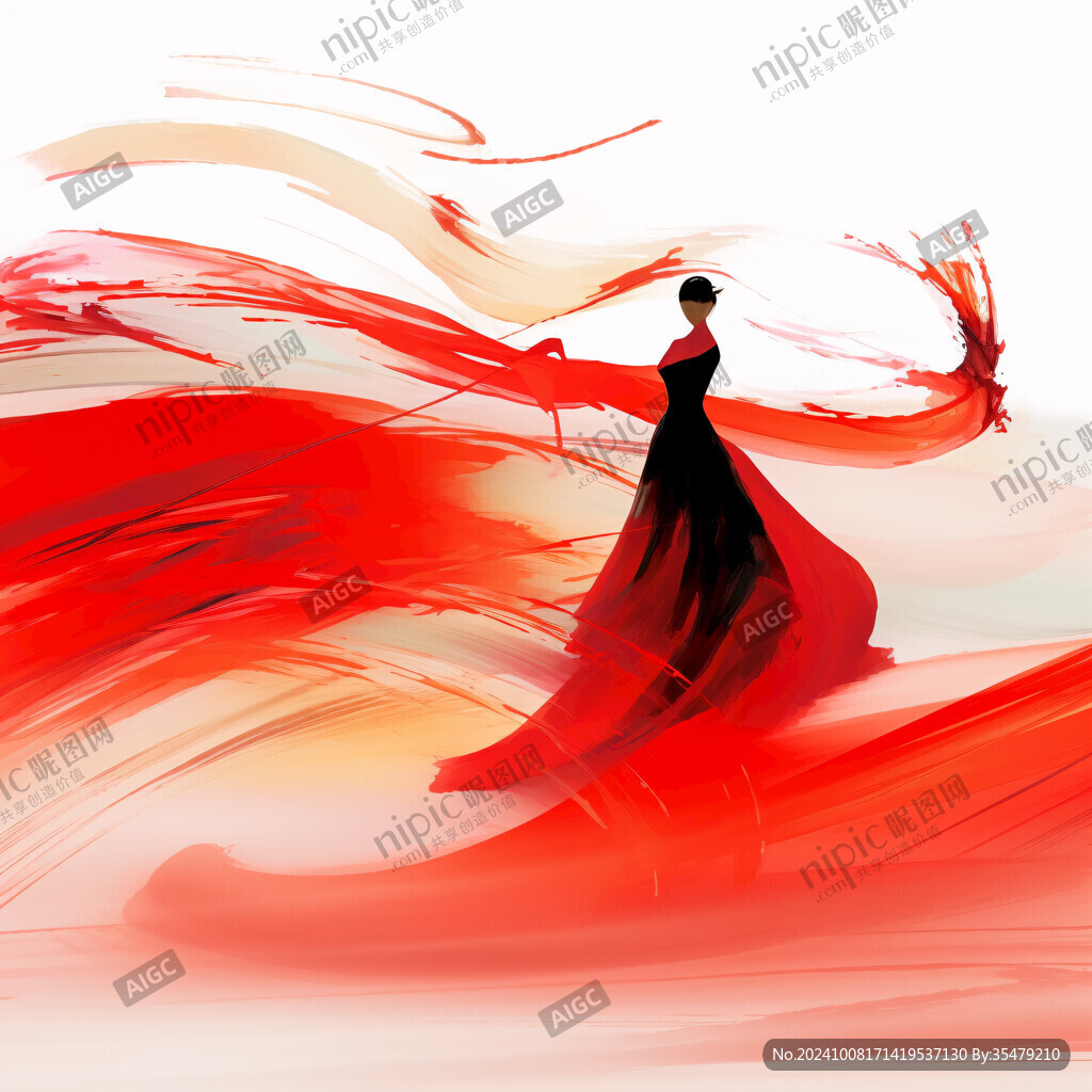 红衣美人插画