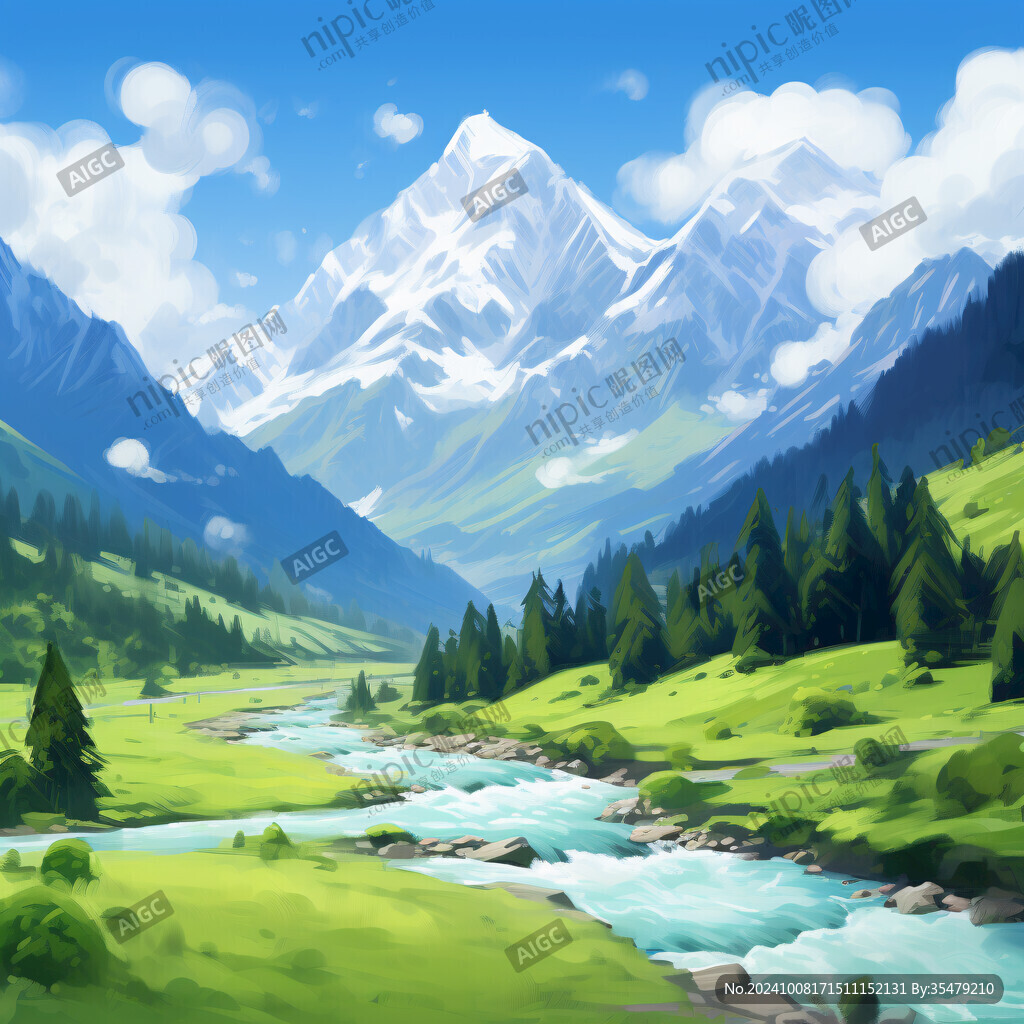 现实山景画