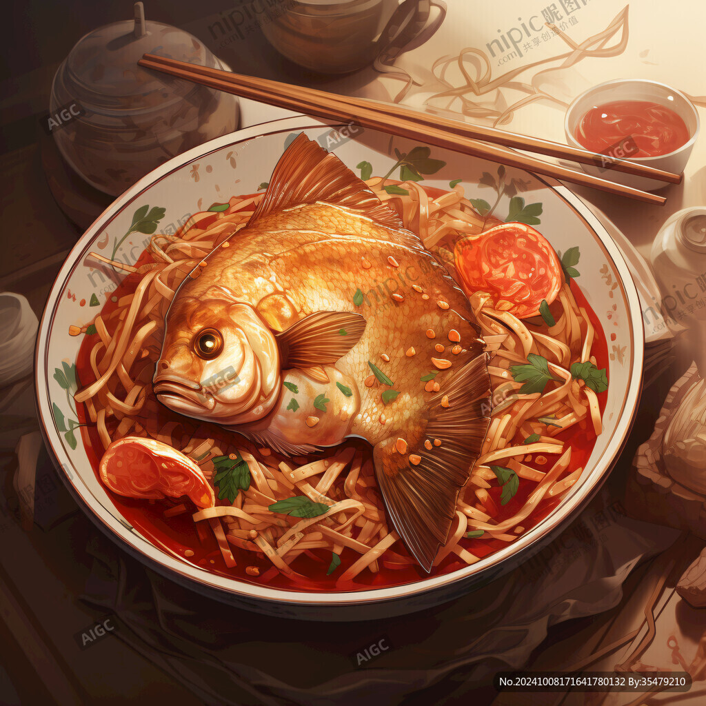 鱼面插画