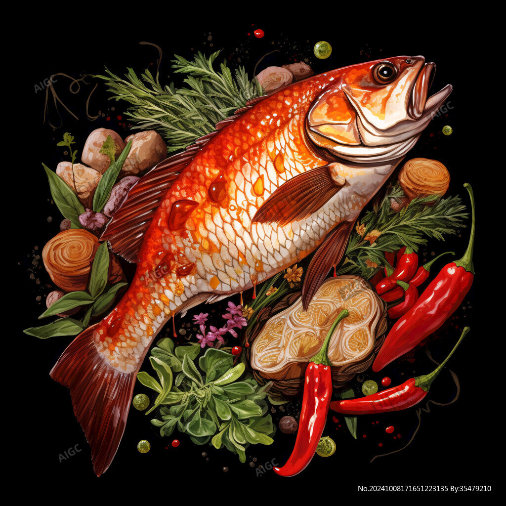 水煮活鱼插画
