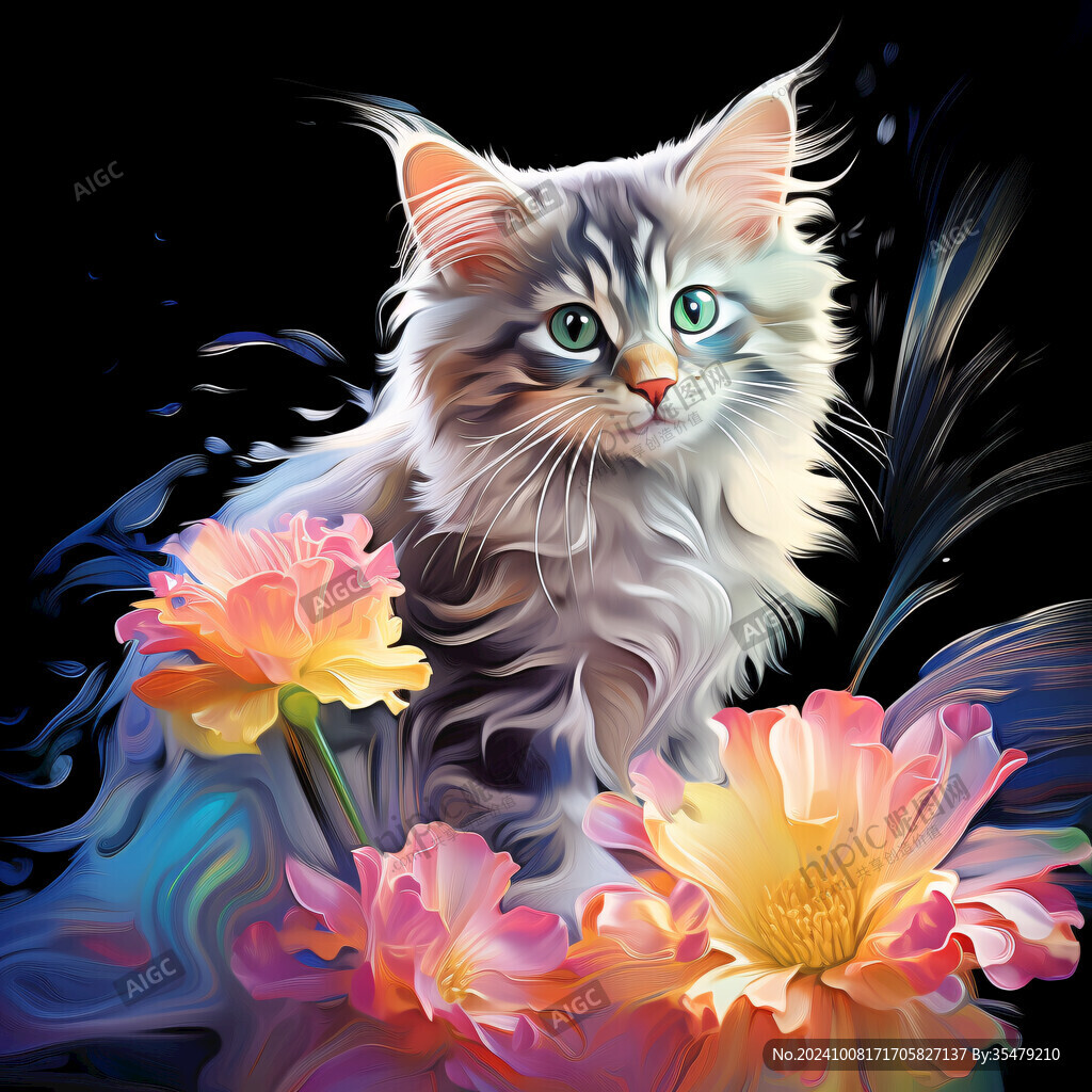 猫与鲜花