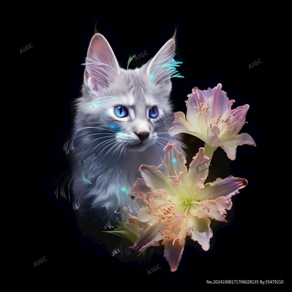 猫咪与鲜花