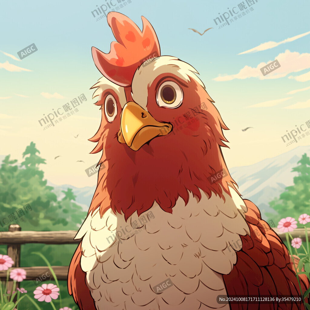 高山散养鸡插画